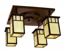 Arroyo Craftsman HCM-4L/4DTWO-BZ - 4" huntington 4 light ceiling mount, double t-bar overlay