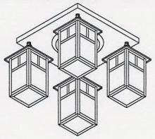Arroyo Craftsman MCM-6/4EWO-P - 6" mission 4 light ceiling mount without overlay (empty)