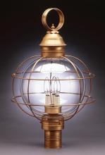 Northeast Lantern 2853-DAB-MED-CLR - Caged Round Post Dark Antique Brass Medium Base Socket Clear Glass